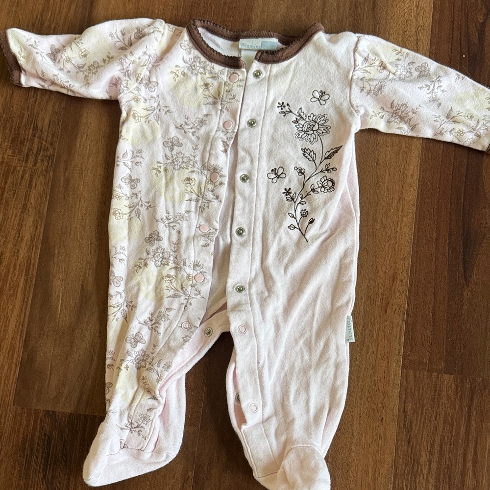 Vitamins Baby Pink Floral Footie